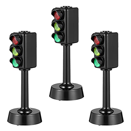 Kisangel Traffic Light 3pcs Simulation Traffic Signs Kids Street Signs Playset Construction Themed Party Decorations Kids Light Table
