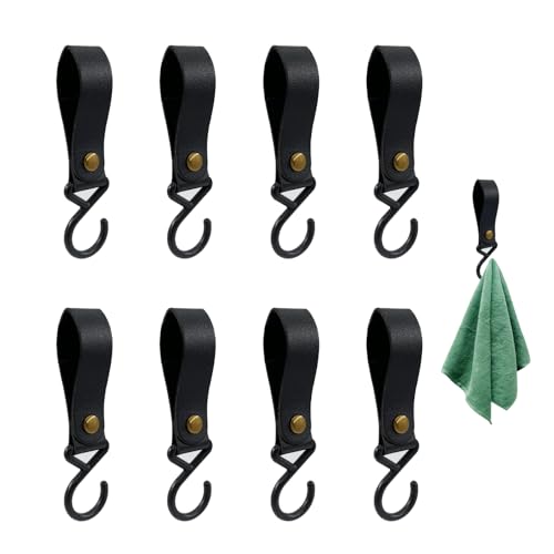 OioTuyi S-Haken 6 Stück Schwarz - Mit Lederschlaufe 12,5cm