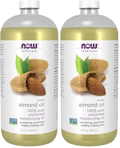 NOW Foods Solutions,Sweet Almond Oil,100% Pure Moisturizing Oil,Promotes Healthy-Looking Skin,Unscented-Oil,32-Ounce,(Pack of 2)