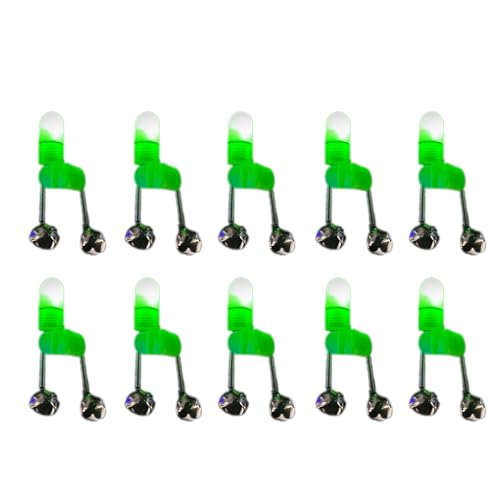 jiahesuw 10pieces LED Light Fishing Rod Tip Bites Alarm Fishing Bells Double Rings Alarm Night Fishing Alarm Fishing Rod Indicators