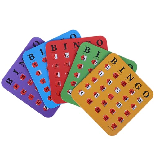 Tarjetas Bingok-5 Bingo reutilizables con deslizadores ciegos | Binggo Kerten reutilizable | Logic and Thinking Challenge for Family Lessons Celebre Viajes y Camping