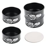 Springform Pan, 4 Inch Cake pan, Set of 4, with 50 PCS Paper Liners, JOB JOL Mini Cheesecake Pans
