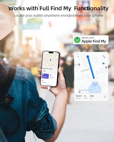 Ultra Slim Minimalist Wallet for Women, Works with Apple Find My, Leather RFID Blocking Credit Card Holder, Small Ladies Womens Wallet with Zipper Coin Pocket and ID Window, Blue2