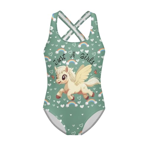 Image of Girls One Piece Cat Swimsuits Quick Dry Cartoon Beach Bathing Suit Crossback Swimwear for Kids 5-14 Years