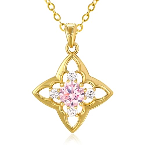 Gold Clover Necklace for Women Dainty 14K Gold Birthstone Necklace Gifts Anniversary Birthday Lucky Necklaces Gifts for Wife Mom Daughter