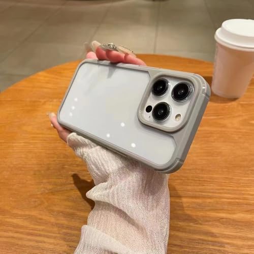Coque antichoc pour iPhone 14 Pro avec bords pare-chocs gris et dos rigide