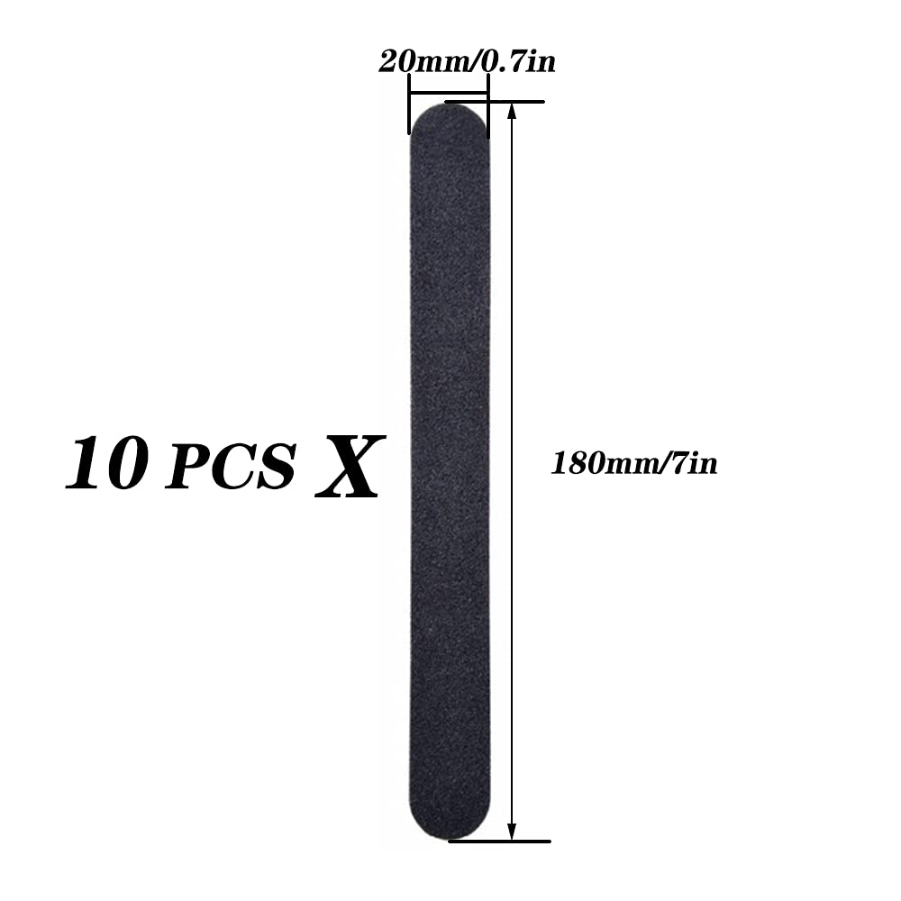 10 Pezzi Lima Per Unghie, 100/180 Nere lime per Unghie a Doppia Faccia, Lima per Lavabile a Unghie, Set di lime per Unghie Professional, er la Cura e lo Styling Delle Unghie