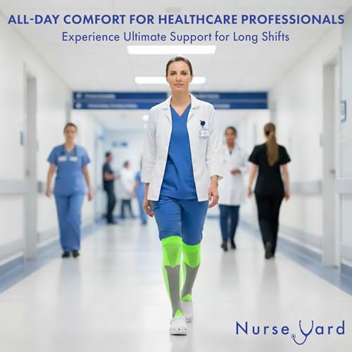 Image of Nurse Yard Compression Socks for Nurses - Women & Men - 20-30mmHg Graduated Compression, Zero-Toe Compression, For Medical Staff, Nursing, Athletic Support Such As Running, Cycling, Hiking - 1 Pair