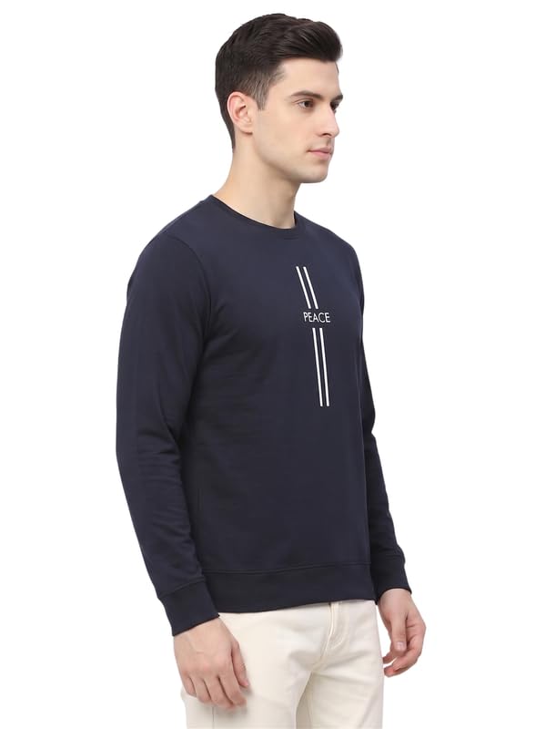 Image of Full Sleeve Cotton T-Shirt for Men & Boys | Round Neck Casual Graphic Printed Tee | Regular Fit Comfortable Everyday Wear | Peace