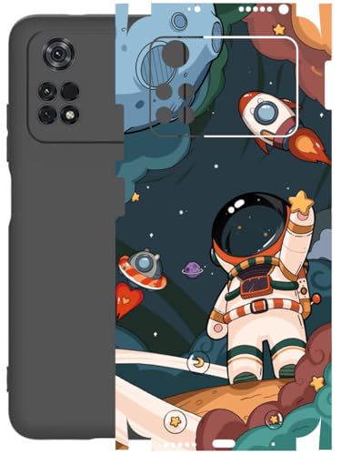 Image of AtOdds - Full Body Back Screen Guard Protector Film - Lamination Wrap Skin Sticker Compatible with Poco M4 PRO (4G) | Scratchproof Matte Finish (Space)