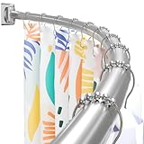 DYHOME Curved Shower Curtain Rod 33-76 inches Adjustable Curved Shower Rod Rustproof Shower Rod Round Shower Curtain Rod for Bathroom, Bathtub, Stall, Stainless Steel, Need to Drill, Brush Nickel