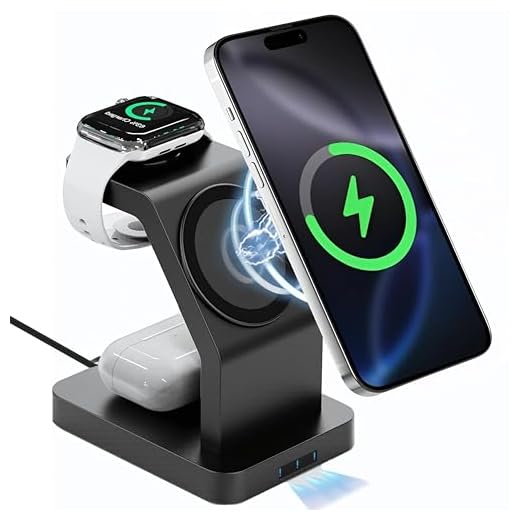 Sakit® Wireless Charger 3in1 23W Magnetic Mag-Safe for iPhone 16/16 Plus/16 Pro/16 Pro Max, iPhone 15/15 Plus/15 Pro/15 Pro Max, iPhone 14/13/12, Airpods 3rd/2nd gen, Series 9/8/7/6/5/4/3/2/1 SE-Black