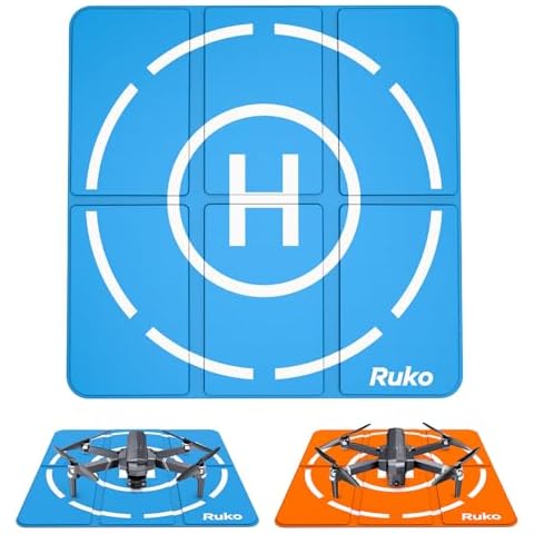 Ruko H002 Drone Landing Pad Weighted, 16.85 inch Small Size Waterproof Double Sided, Fast-Foldable Portable Helipad for U11S/F11MINI/F11PRO/Mini 3, Bright Color, Drone Accessories (with Carrying Bag) Cover