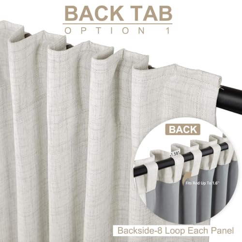 Image of Linen Textured Total Blackout Curtains for Bedroom 54 Inches Long, Beige | 100% Blackout Shield, Back Tab /Rod Pocket Living Room Drapes, Thermal Insulated Blackout Curtains 2 Panels Set, 42 inchW x 54 inchL