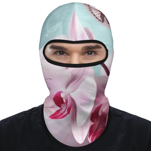 Balaclava para hombre, máscara para esquí y ciclismo con diseño de flor orquídea y mariposa, cubreboca y cuello para invierno miniatura 7