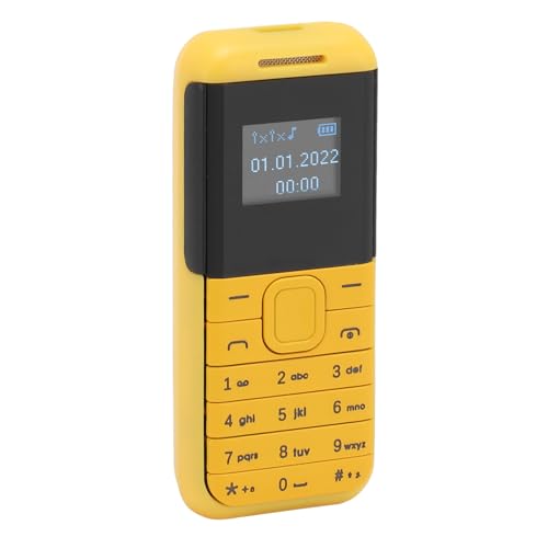 Jectse Smallest Mobile Phone, BM222 GSM 2G Basic Phone Unlocked, 0.66in HD Screen, Dual SIM Card, Ultra Long Standby, Mini Buttons Cellphone for Seniors Kids Students (Yellow)