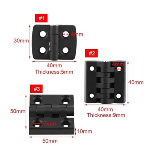 Charnières à bout en nylon noir 40x40mm robustes et légères pour boîte