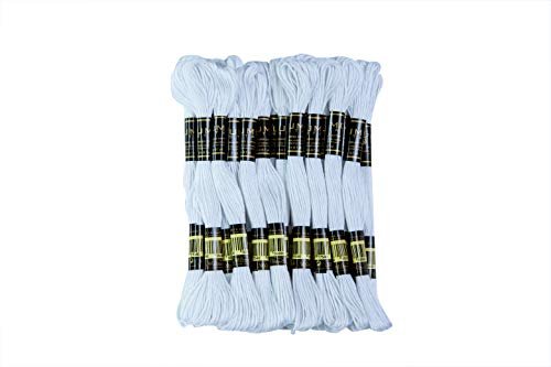 Umc Stag 24 Pieces White Colour Premium Embroidery Floss | 100% Egyptian Cotton Premium Skeins | Cross Stitch Embroidery Thread | Oeko Tex Certified Stranded Cotton | Ideal For Arts & Crafts #TOP4