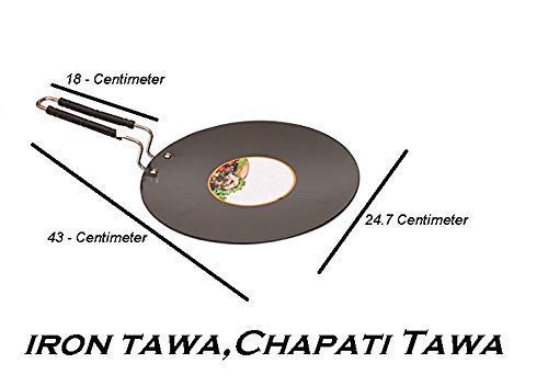 JEMEI Black Iron Tawa with Handle,Chapati Tawa | Wooden Handle for Roti Making - 1 Piece 1