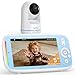 Boifun Babyphone mit Kamera, 5" IPS Video Babyfon ohne WLAN, PTZ 360 Grad Nachtsicht, Geräusch-/Temperaturerkennung, Plug & Play, 300m Hohe Reichweite, 3050mAh Akku, Zwei-Wege Audio, Wiegenlieder