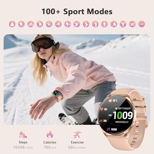 Image of Blackview Smart Watch for Women(Make /Answer Calls), 1.43''AMOLED Touchscreen Fitness Tracker with 100+ Sports Modes, Heart Rate /SpO2 /Sleep Monitor /2 Straps, Smartwatch for iPhone & Android
