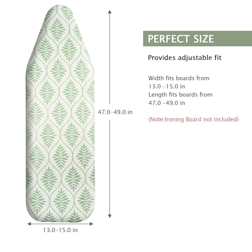 Image of SheeChung Ironing Board Cover and Pad 15 inchx49 inch,Iron Board Cover with Elastic Edge & Adjustable Fastener,Cotton Covers Resist Scorching and Staining Extra Thick Padding,Silicone Coating,Bohemian Leaves