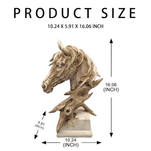 Escultura de busto de cabeza de caballo de resina de 16 pulgadas miniatura 4
