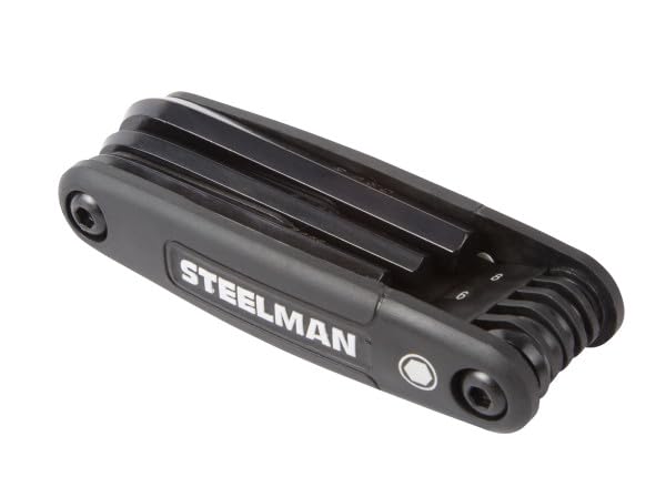 Image of Steelman Portable Folding Hex Key Wrench Metric Multi-Tool, Set Includes 1.5, 2, 2.5, 3, 4, 5, 6, and 8mm Sizes, Chamfered Ends, Steel, Corrosion-Resistant Black Oxide Coating (Case of 6)