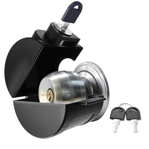 PILISPARK Child Proof Door Knob Cover Lock Prevents Turning of Door Knob and Access to Keyhole Can be Used for Home Rentals Evictions Job Sites & More Keyed Alike (Black)