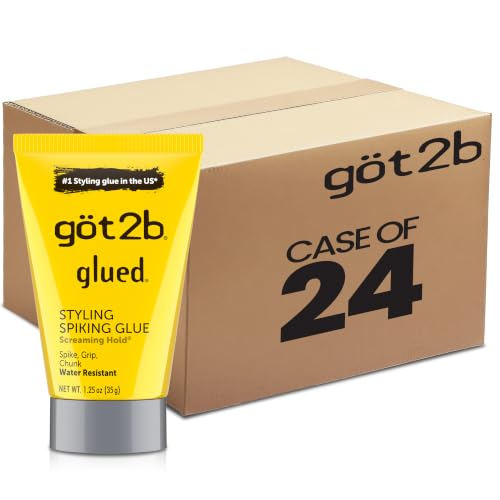 Got2b Glued Travel-Size Spiking Hair Gel, Strong Hold for On-the-Go Styling, Mini 1.25 oz Tubes, Unscented, (Pack of 24)