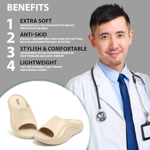 Image of DOCTOR HEALTH SUPER SOFT Men's Double Buckle Slide Sandals | Lightweight Cushioned EVA Slippers | Anti-Slip Comfortable Open Toe Casual Slides for Indoor Outdoor Everyday Wear