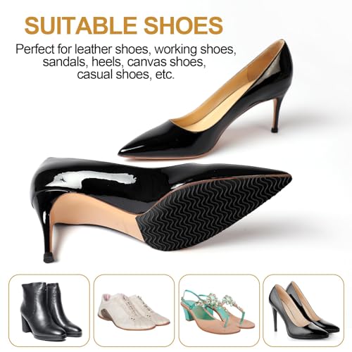 Image of Shoe Sole Protector, 4 Pcs Self Adhesive Shoe Bottom Protector for High Heels, Silicone Anti Slip Shoe Grips on Bottom of Shoes, Sole Guard Non Slip Pads for Shoes