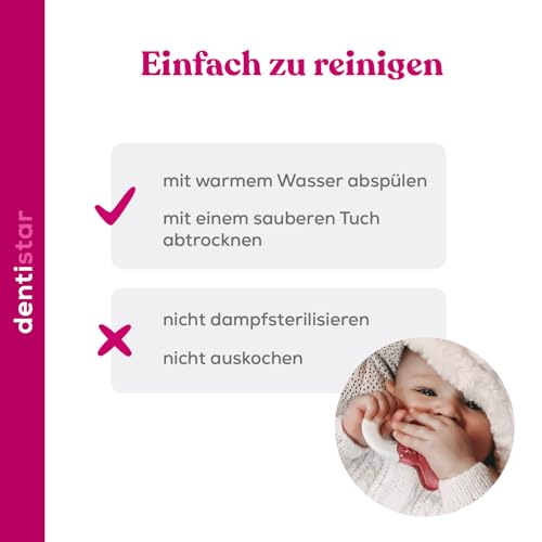 dentistar Kühlbeißring 2er-Set – Beißring Baby ab 3 Monate – Kühlende Zahnungshilfe und Beißspielzeug für Babys und Kleinkinder - BPA frei - Türkis