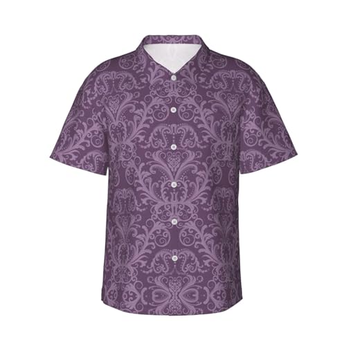 Chemise hawaïenne violette homme pour look été décontracté à manches courtes S au 3XL