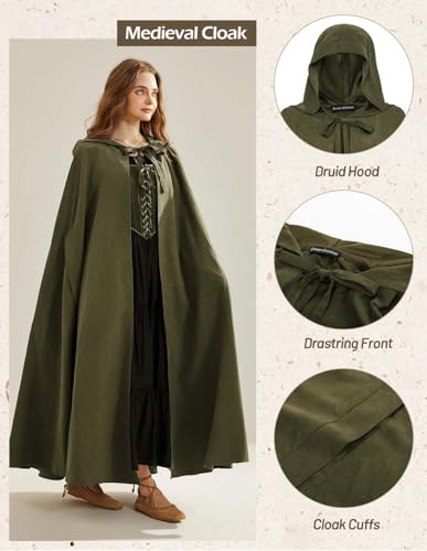 Scarlet Darkness Women Renaissance Hooded Cape Medieval Cloak Hobbit Halloween Costume2
