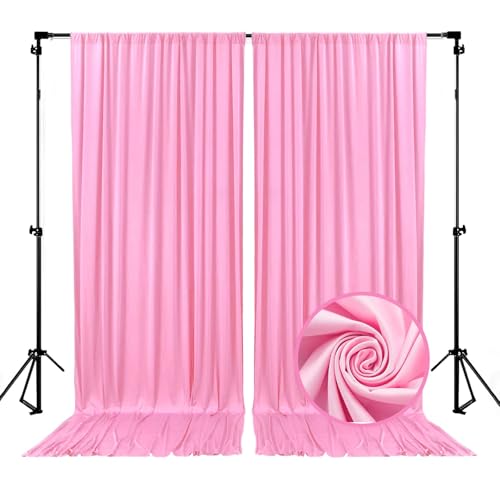 Image of 10 x 7 Feet Pink Backdrop Curtain for Partie, Background Curtains for Photoshoot, Birthday, Wedding, Halloween, Thanksgiving, Christmas, New Year Party Decorations 5Ft x 7Ft, 2 Panels