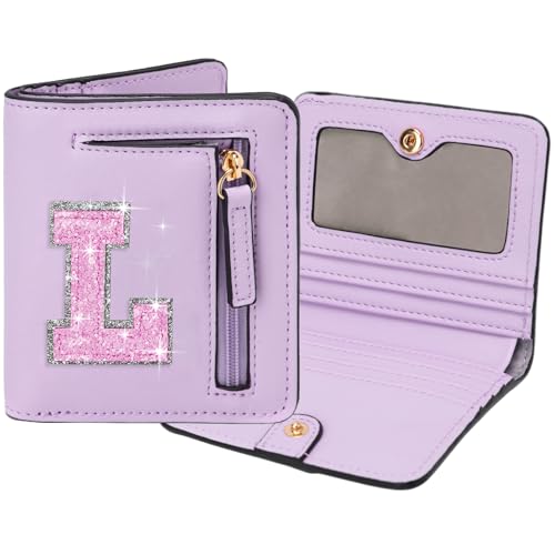 Image of Birthday Gifts for Teen Girl Kids Wallet Girl Wallets Small Initial Rfid Wallet Teen Girls Gift Preppy Stuff for Girls Purple L
