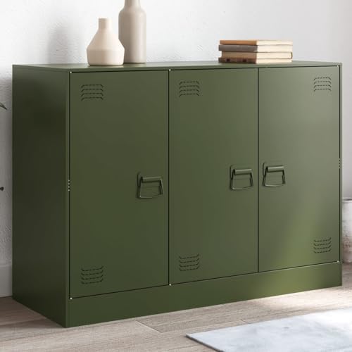 Frdhee Armario buffet de almacenamiento, aparador verde oliva, 99 x 39 x 73 cm, acero, para salón, ahorra espacio, versátil, fácil de configurar
