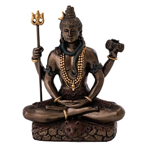 Top Collection Mini Lord Shiva Statue in Lotus Pose - Hindu God and Destroyer of Evil Sculpture in Premium Cold Cast Bronze - 3.2-Inch Collectible Figurine (Sm. Shiva)