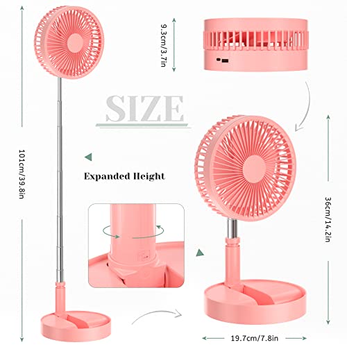 Foldable Table Floor Standing Fan, Usb Rechargeable Portable Telescopic Pedestal Fan Desk Fan With Height Adjustable,180° Angle Wind Direction, 4 Speeds Setting, For Home Office Outdoors Travel #TOP5