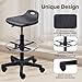 KLASIKA Adjustable Height Drafting Rolling Stool with Foot Rest Breathable Seat Cushion Swivel Chair, Multi-Purpose Work Stools for Nail Salon Office Bar Lab Counter Barber Kitchen Shop Black, 2PK