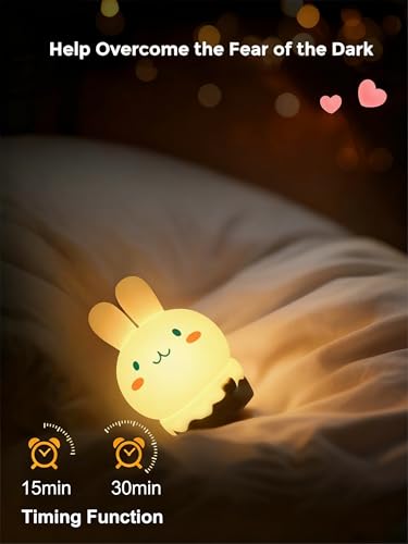 50% Off LOHAS Cute Rabbit Ice Cream Night Light, Tap Control, Rechargeable - Image 4