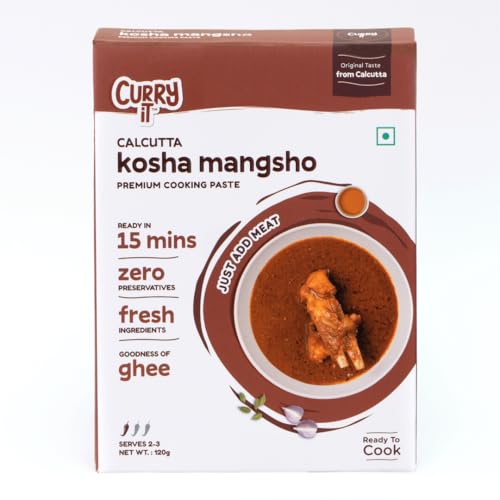 Image of CURRYiT Calcutta Kosha Mangsho Curry Paste | Cook in 15 mins | Add Fresh Chicken, Mutton, Fish | Goodness of Ghee | No Preservatives | Enjoy with Chawal or Roti | Indian Masala Wet Marinade 120g