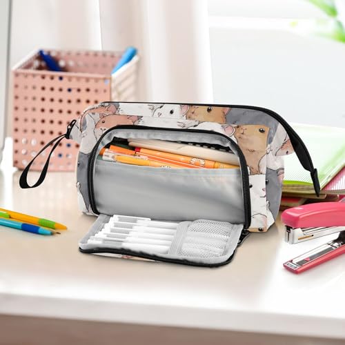 Image of Fisyme Kawaii Hamster Pencil Case Large Capacity Pen Bags Box Big Makeup Pouch Organizer
