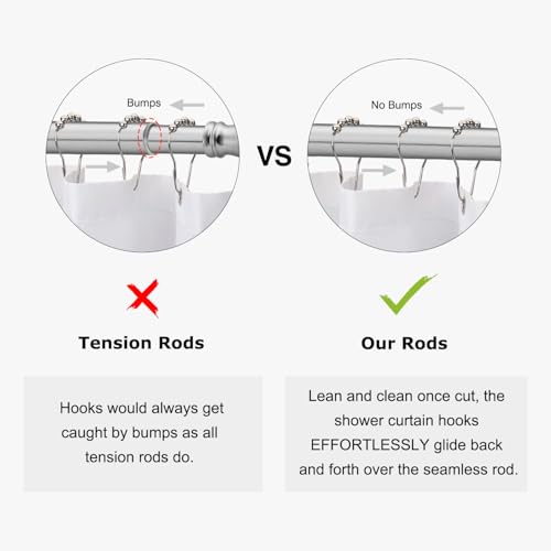 Image of Naiture 60 inch Heavy-Duty Straight Shower Curtain Rod, Rustproof Stainless Steel Shower Rod with Mounting Flanges, Permanent Wall Mount, Used for Bathroom, Windows, Closet, Chrome Finish