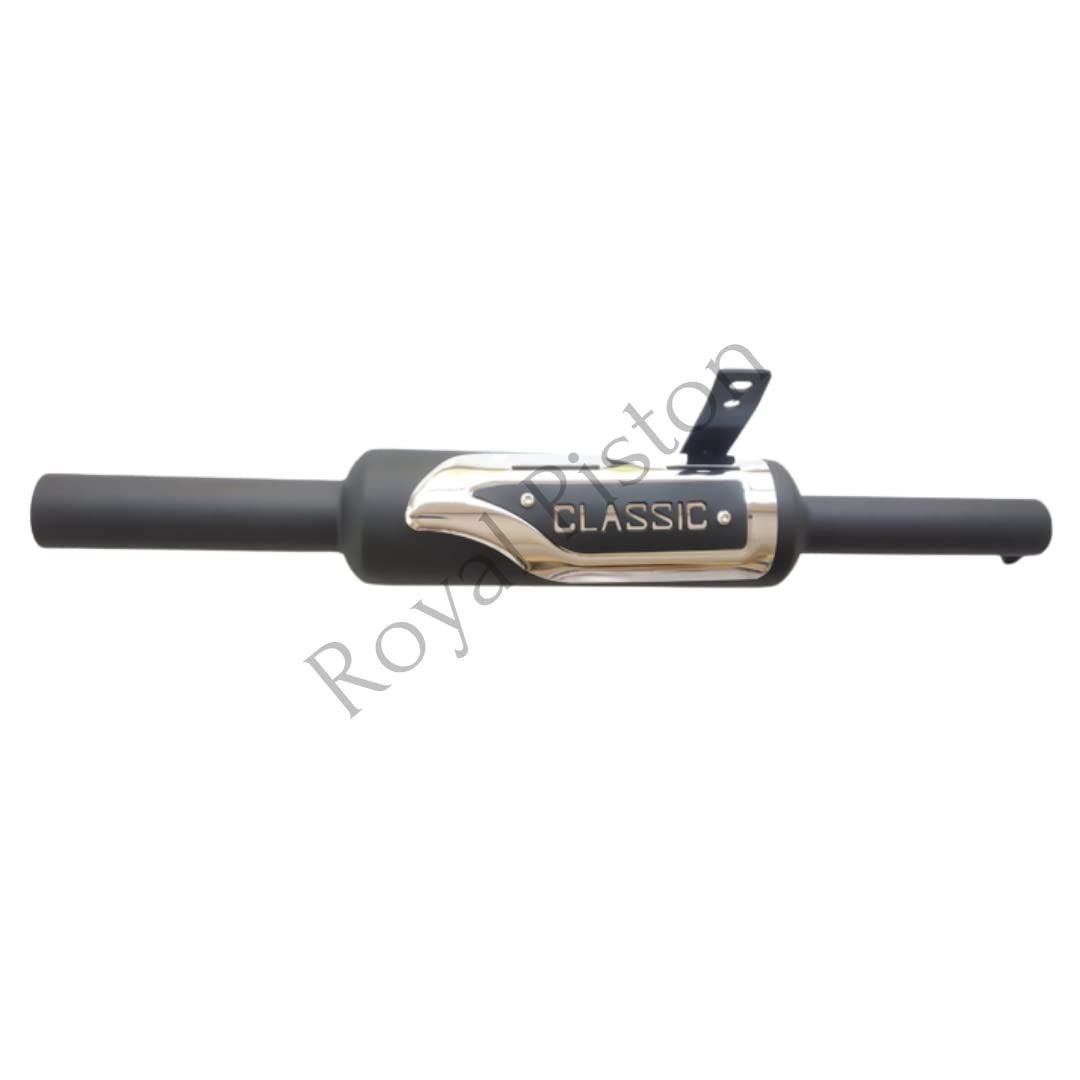 Royal Piston Chrome Indoori Silencer: Classic Bullet Sound Enhancement for Older Models | Compatible with Royal Enfield (BS3, BS4, BS6, Electra, Standard) - 2005 to 2022