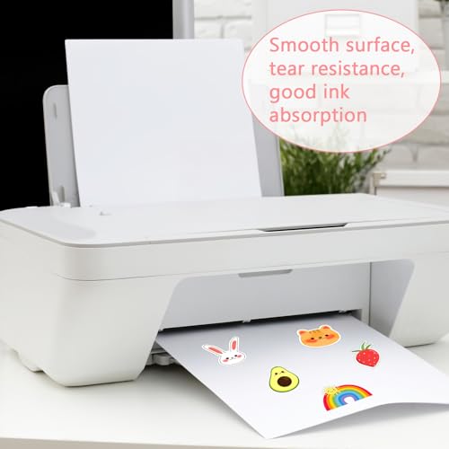 A4 Sticker Papier zum Bedrucken, 20 Blatt Bedruckbare Klebefolie Transparent, Vinyl Sticker Druckerpapier, Selbstklebende Folie Druckpapier, für Tintenstrahldrucker & Laserdrucker