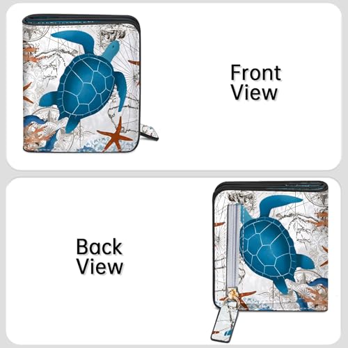 Image of Toughergun Sea Turtle RFID Small Wallet Women, Slim Thin Vegan Leather Bifold Wallet with Zipper Coin Pocket & ID Window, Cute Mini Credit Card Holder Gift for Women Ladies Teen Girls