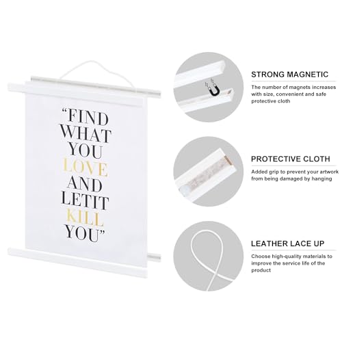 Image of 9x12 9x24 9x13 Poster Frame, Magnetic Light Wood Wooden Frame Hanger for Photo Picutre Canvas Artwork Art Print Wall Hanging (1 Pack, 9 inch, White)