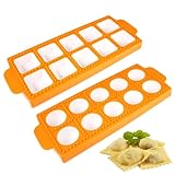 2 Stück Ravioliformen mit 10 Gitter, Form für Runde Eckige Ravioli, Hochwertigen Ravioli...
